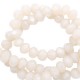 Faceted glass beads 8x6mm disc Ivory beige-pearl shine coating